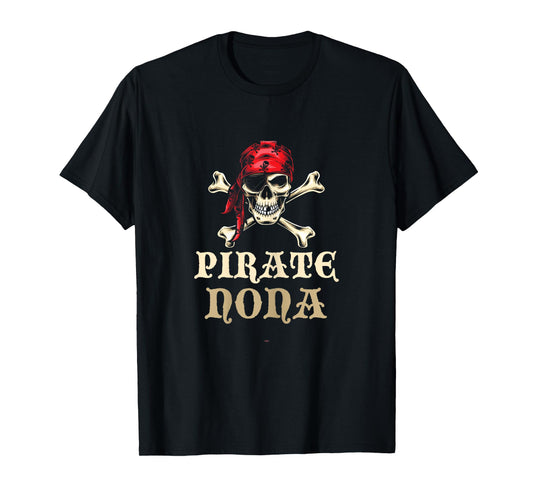 Pirate Nona Skull Matching Grandma Halloween Costume T-Shirt