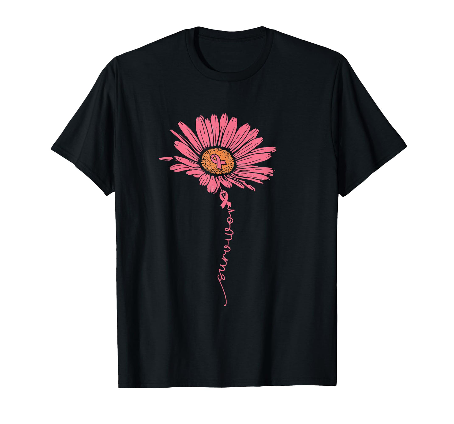 Sunflower Faith Breast Cancer Awareness Pink Ribbon T-Shirt