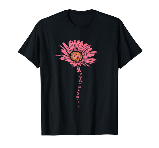 Sunflower Faith Breast Cancer Awareness Pink Ribbon T-Shirt