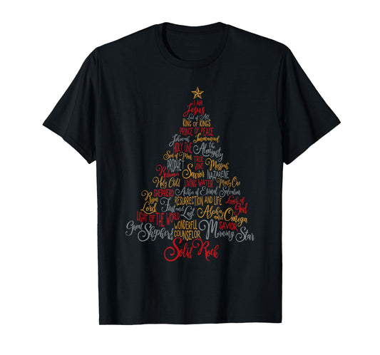 Names Of Jesus Christmas Tree Gift Amazing Xmas Tree Gift T-Shirt