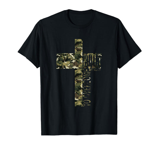 Built to Overcome Camo Scripture Faith Gym Christian Workout T-Shirt