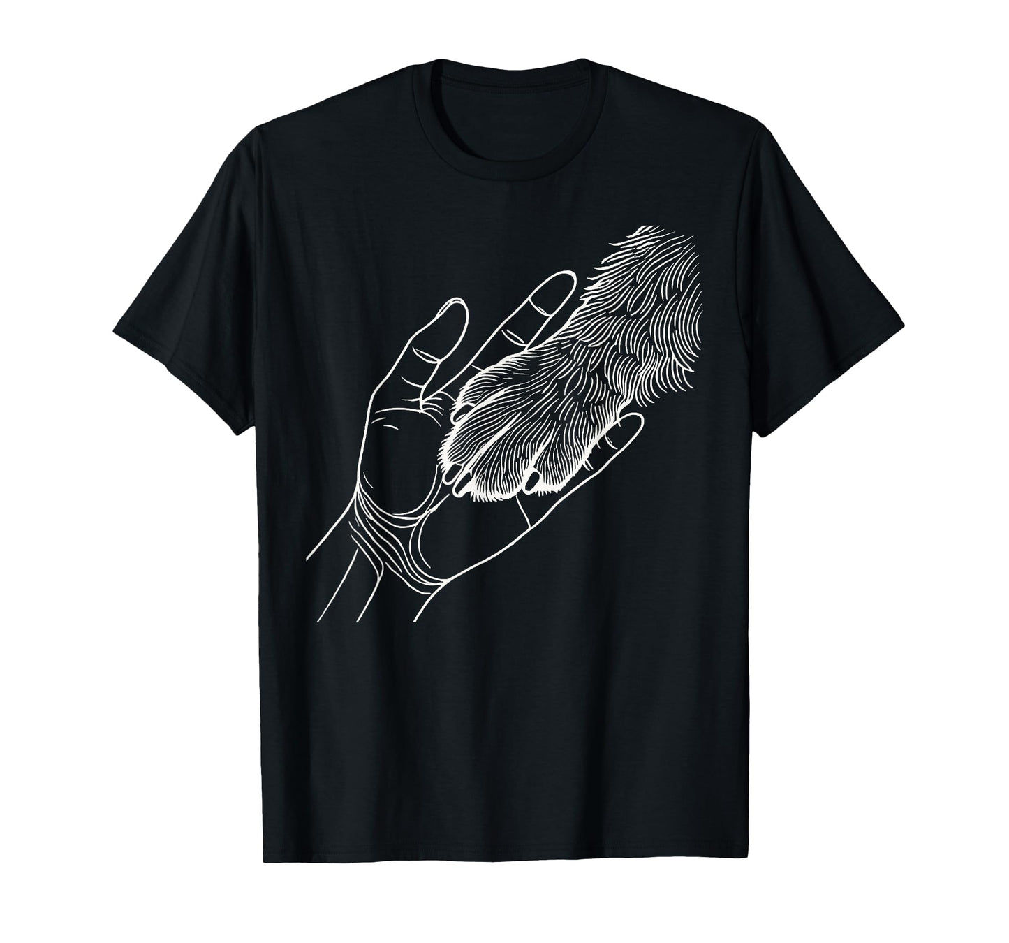 Dog And People Punch Hand Dog Man Friendship Bump Dog's Paw T-Shirt