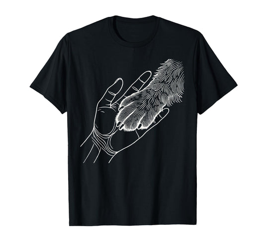 Dog And People Punch Hand Dog Man Friendship Bump Dog's Paw T-Shirt