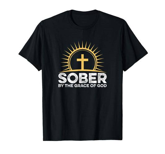 Sober By The Grace O God Alcoholics AA Anonymous Recovery T-Shirt