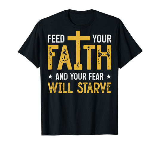 Jesus Cross Bible Faith Over Fear Put God First ART ON BACK T-Shirt