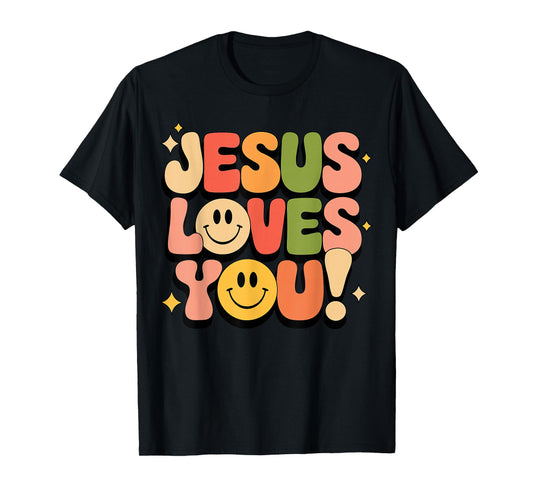 Jesus Loves You Groovy Christian Faith T-Shirt