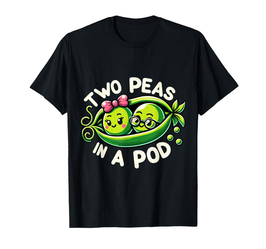Two Peas In A Pod Funny Vegetable Lover Couples Vegan Twin T-Shirt