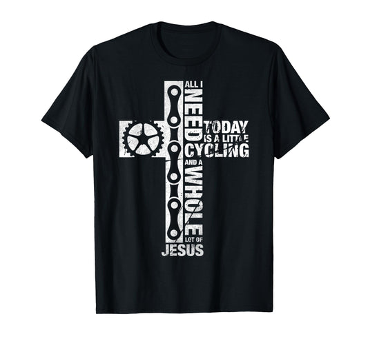 Vintage I Need Is Cycling And Jesus Christian Religious T-Shirt