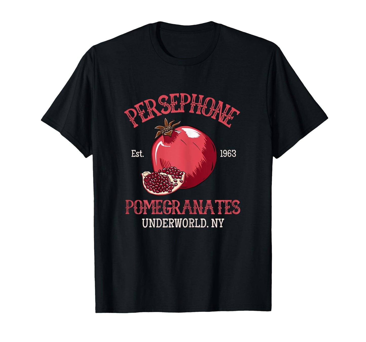 Greek Mythology Persephone's Pomegranates T-Shirt, Female X-Small, Black