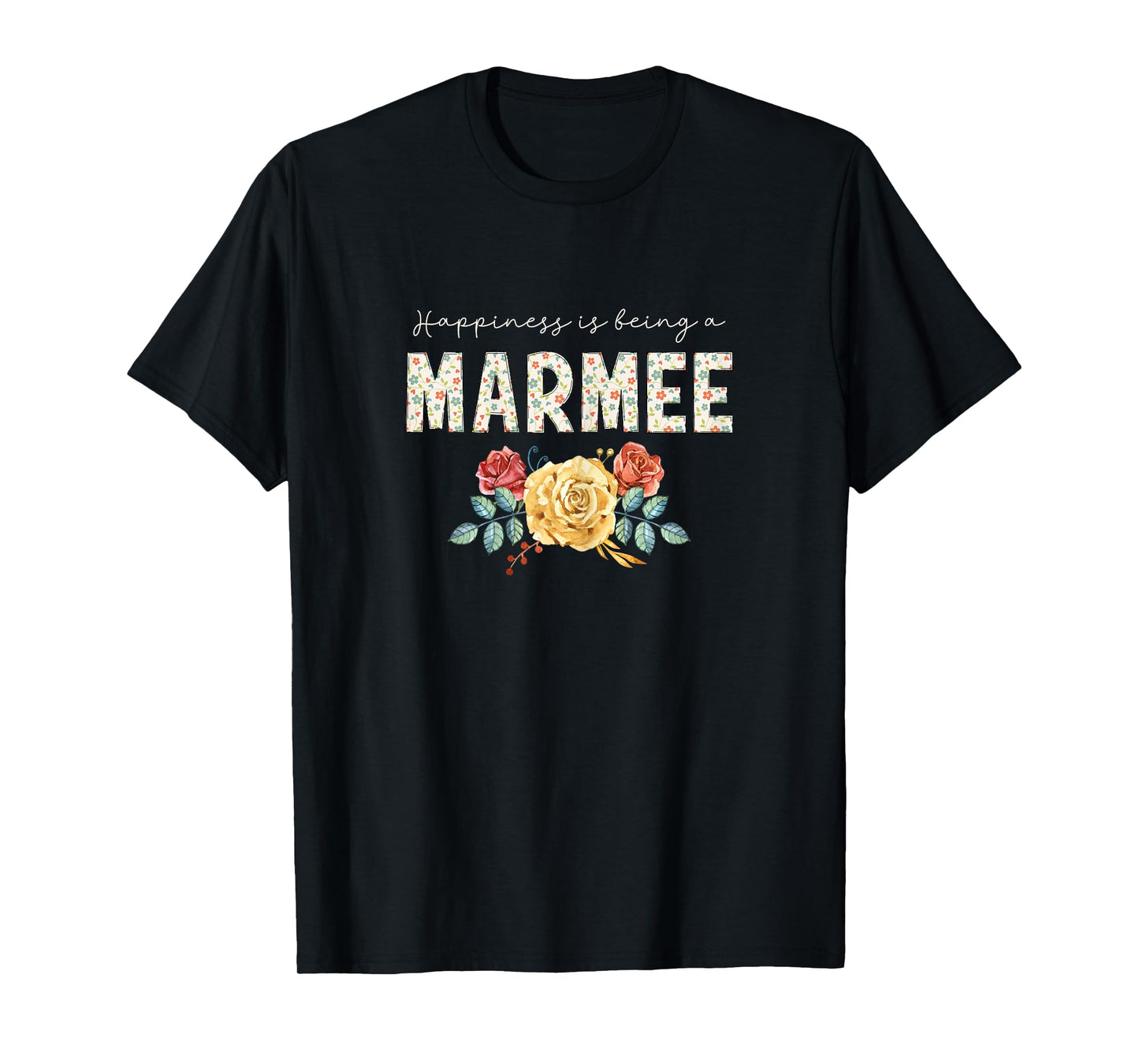 Happiness Is Being A Marmee Floral Flower Grandma T-Shirt