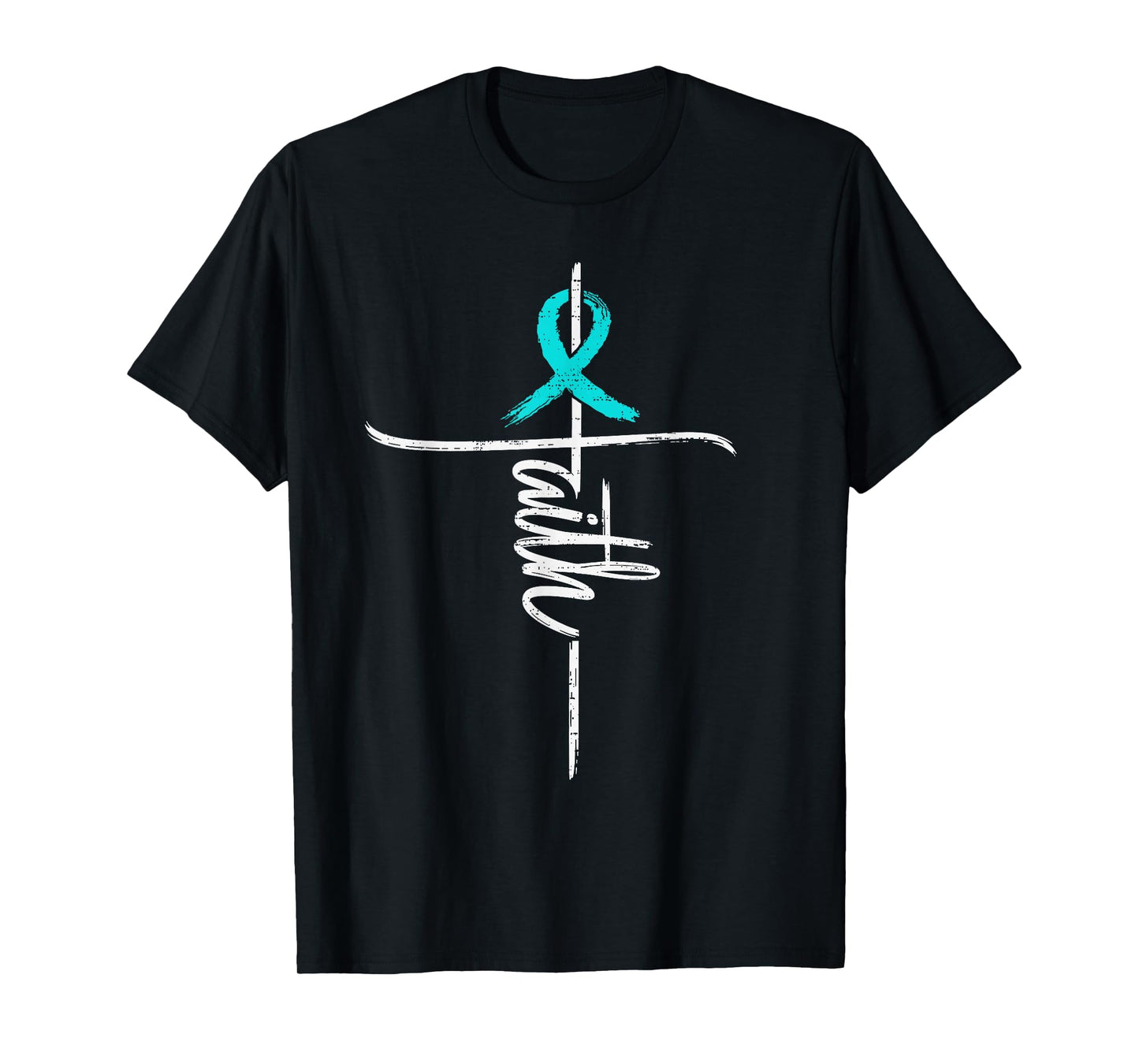 Faith Addiction Recovery Awareness Drug Alcohol Cross Ribbon T-Shirt