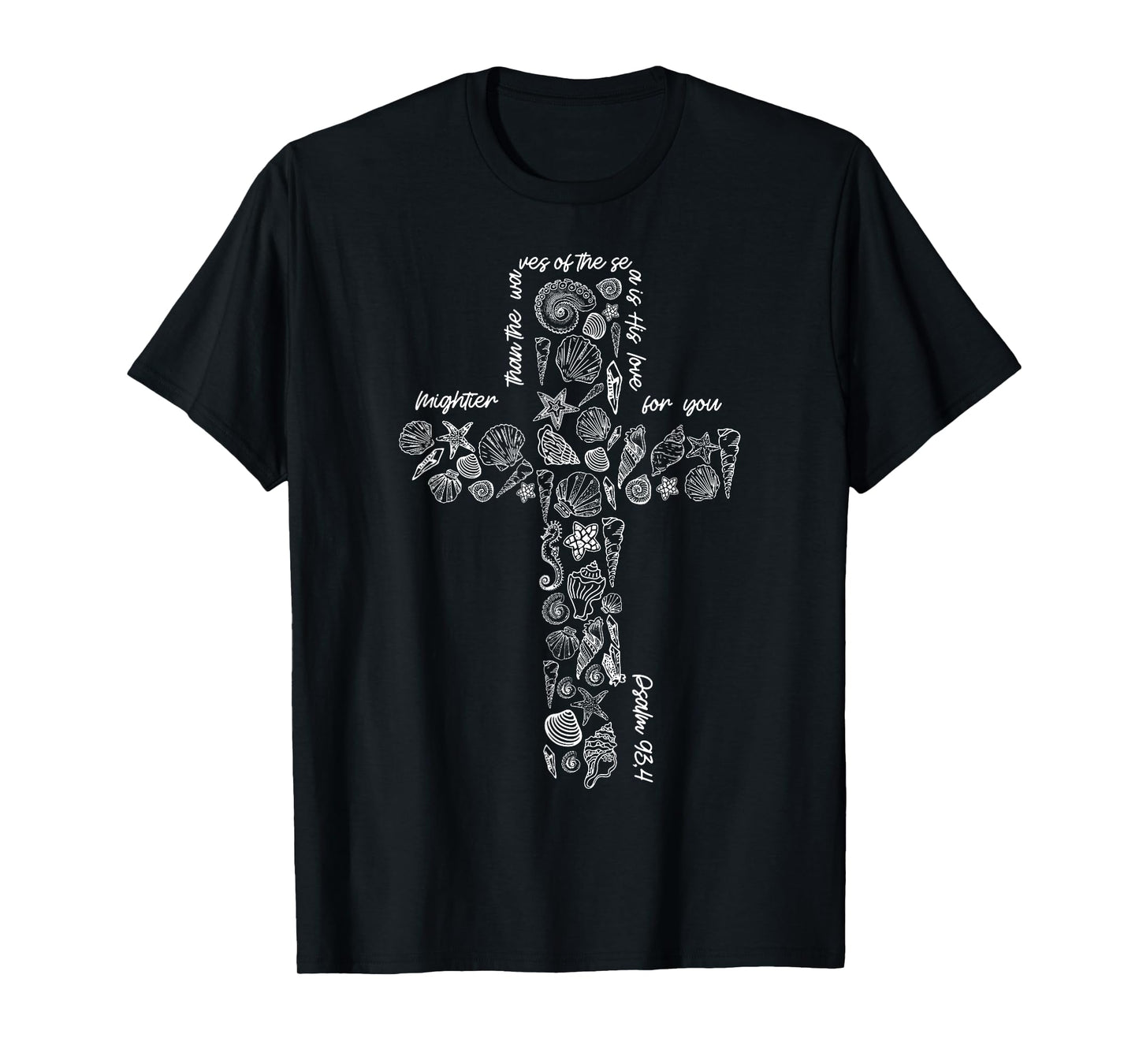 Christian Seashell Style Beach Summer Vacation Faith Cross T-Shirt