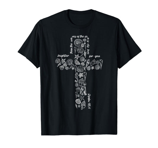 Christian Seashell Style Beach Summer Vacation Faith Cross T-Shirt
