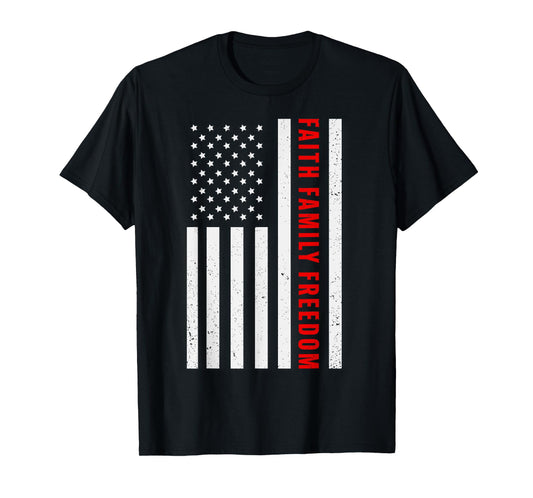 Faith Family Freedom American Flag Christian T-Shirt