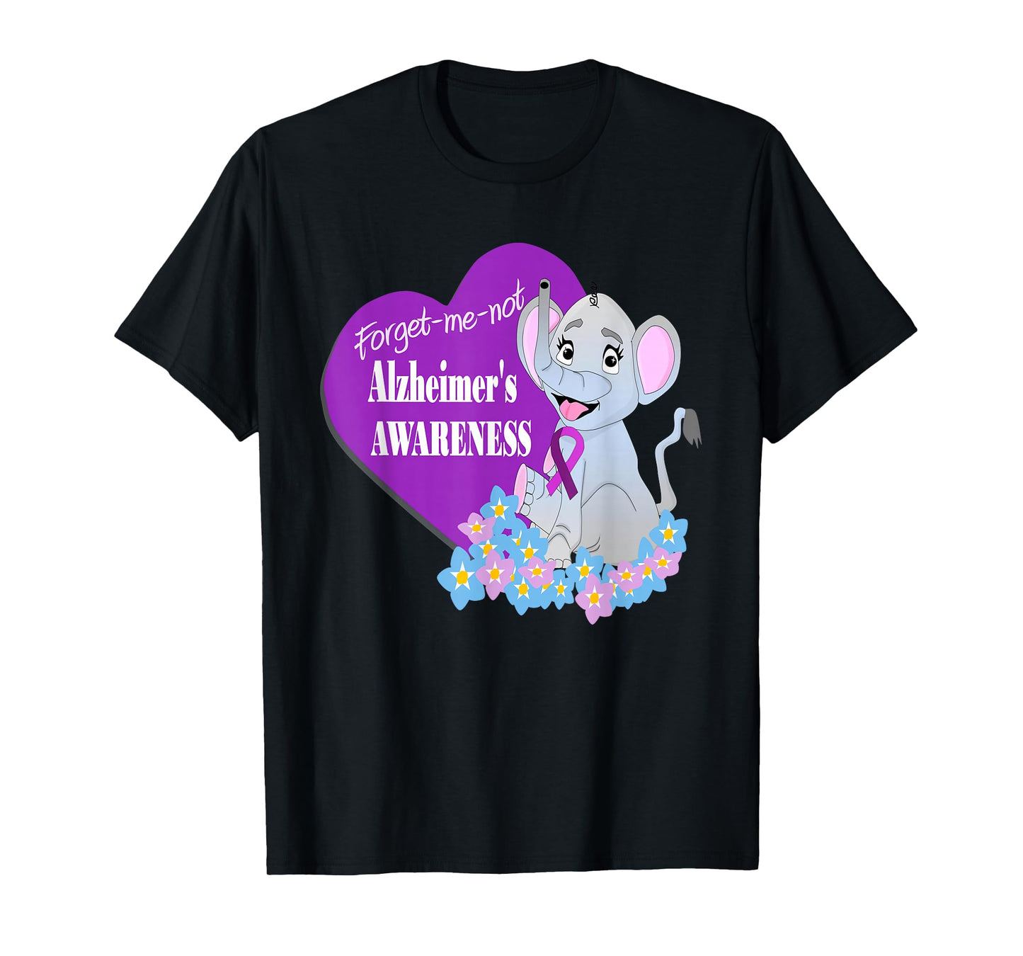 World's Alzheimer's Awareness Elephant Forget-Me-Nots Men, T-Shirt