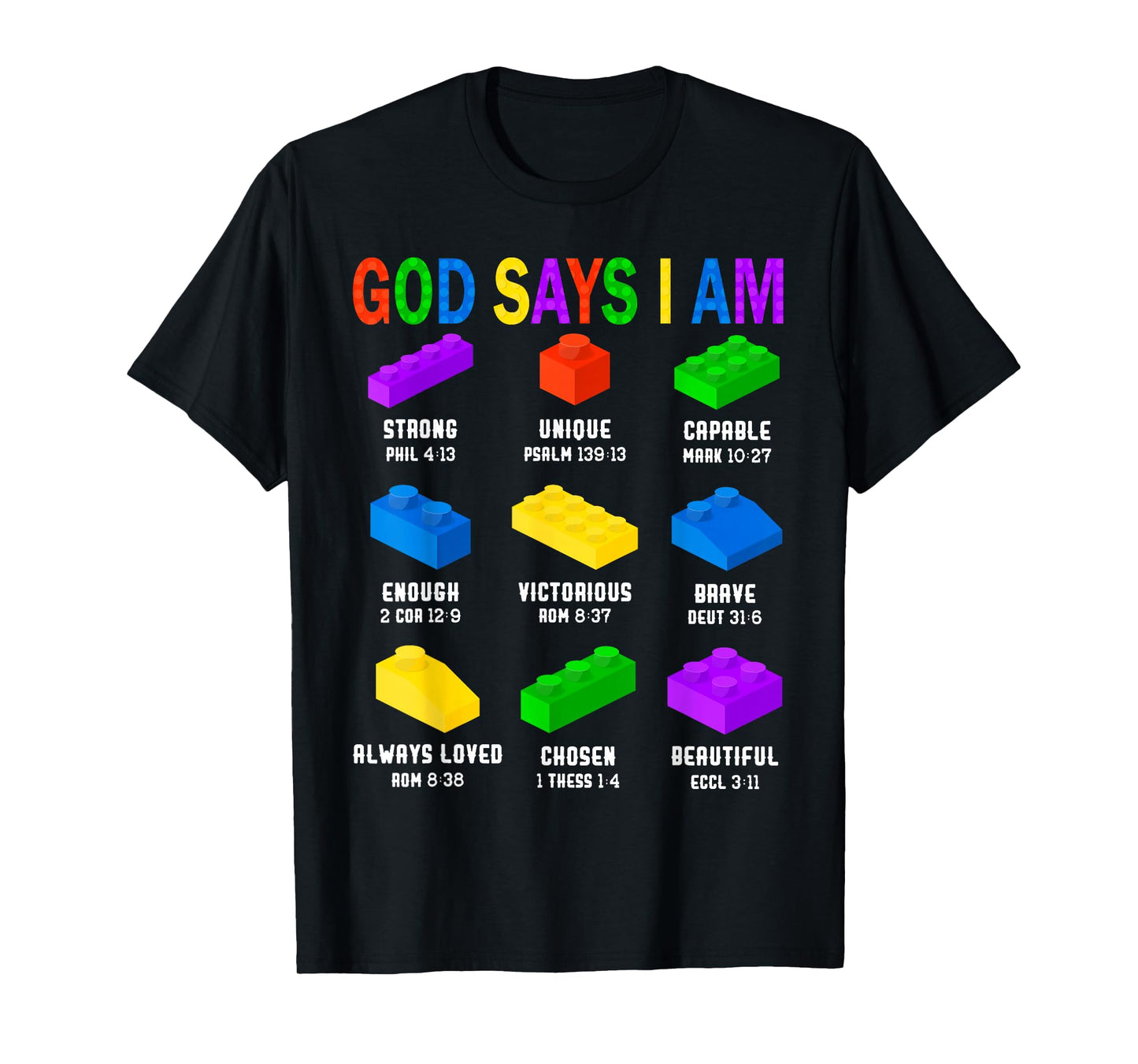 God Says I Am Building Brick Builder Block Boys Christian T-Shirt