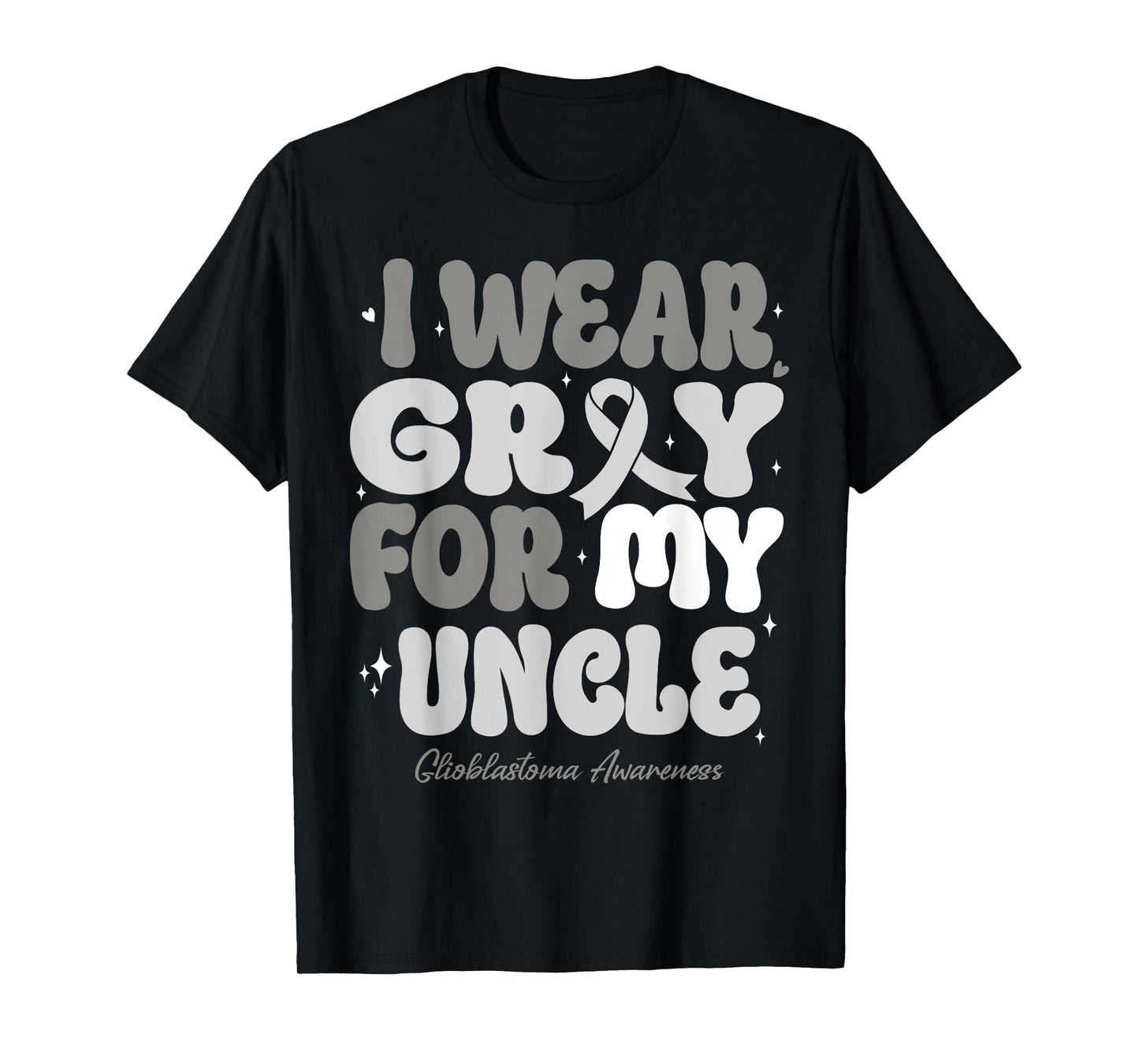 I Wear Gray For My Uncle Glioblastoma Awareness Ribbon Retro T-Shirt