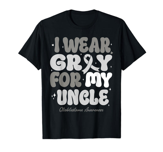 I Wear Gray For My Uncle Glioblastoma Awareness Ribbon Retro T-Shirt