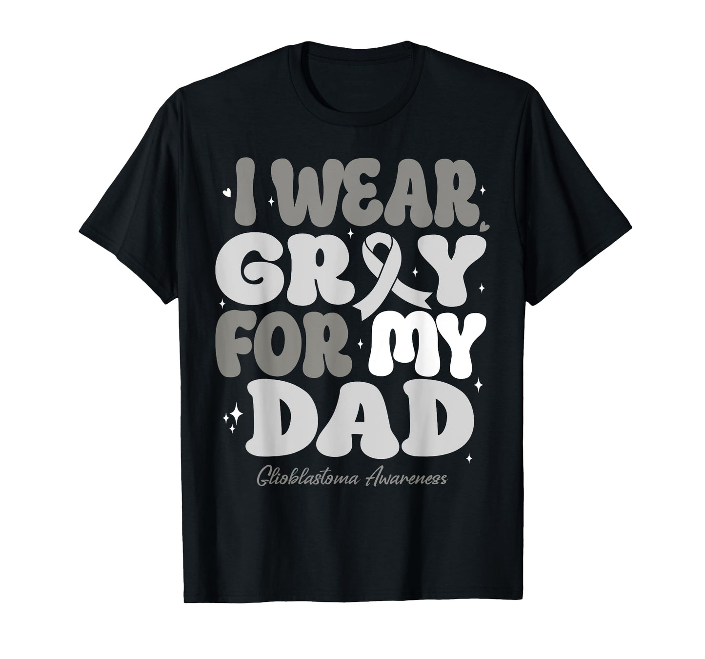 I Wear Gray For My Dad Glioblastoma Awareness Ribbon Retro T-Shirt