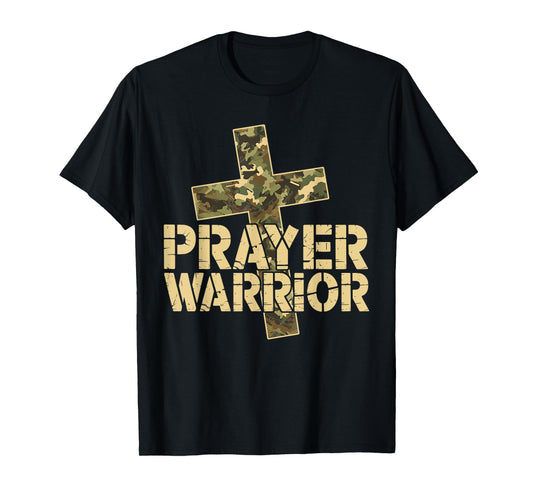 Prayer Warrior Faith God Cross Camo Jesus Christian Women T-Shirt