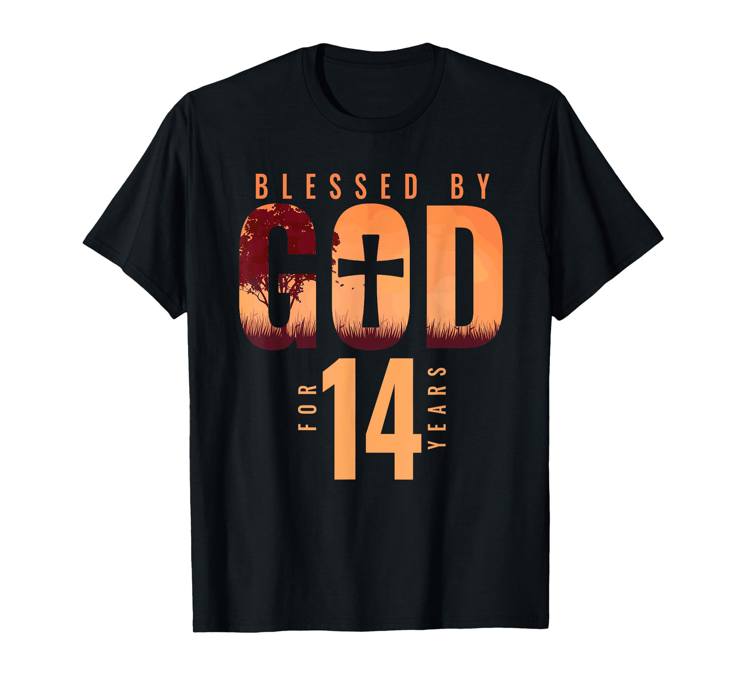 Blessed By God For 14 Years 14th Birthday Religious Theme T-Shirt