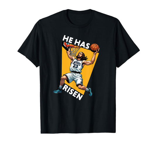 He Has Risen Funny Jesus Basketball Player Christian Humor T-Shirt