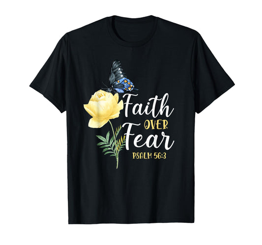 Christian Bible Verse Quote Butterfly Rose Flower Psalm 56:3 T-Shirt