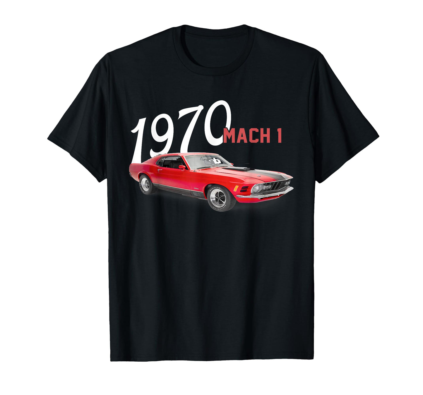 1970 70 Mach 1 Red Classic Vintage Old Car USA Flag T-Shirt