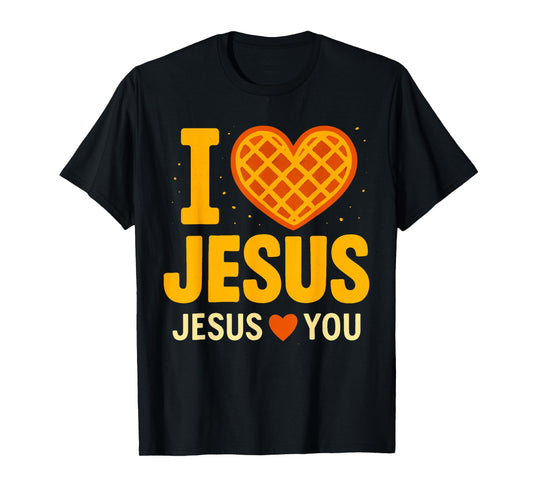 I Love Jesus Waffle Heart Faith Cute T-Shirt