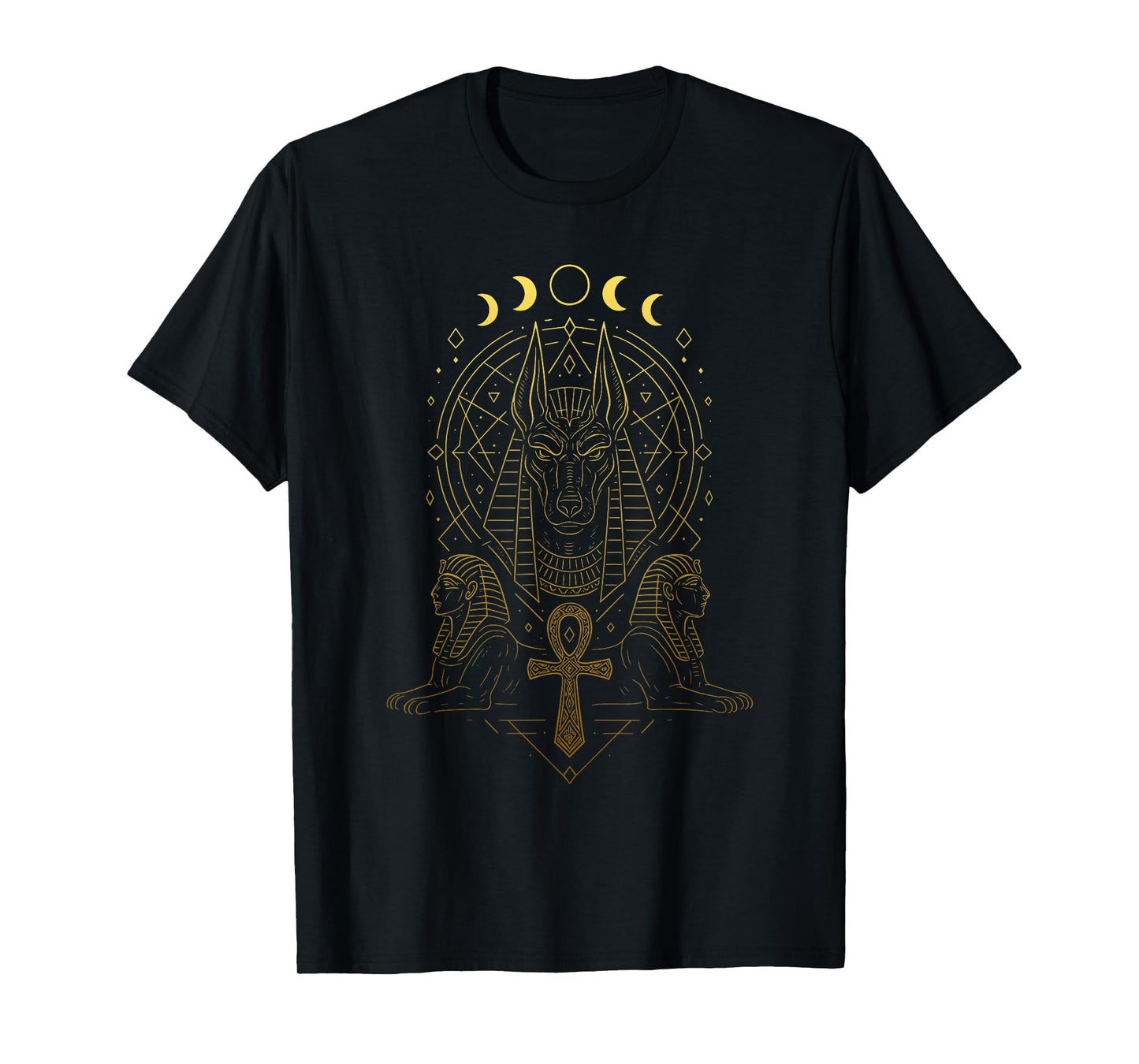 Anubis Sacred Geometry Ankh Sphinx Ancient Egypt T-Shirt
