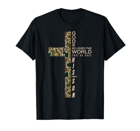 Jesus Son of God Camo Christ Cross Christian 9 John 3:16 T-Shirt