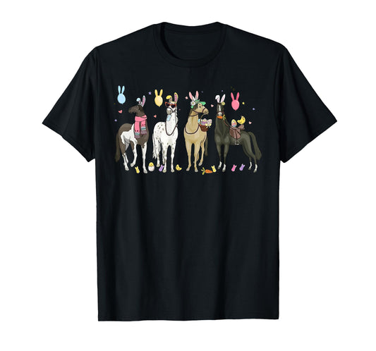 Funny Horse Easter Day Farm Animal Cute Bunny Horse Lover T-Shirt