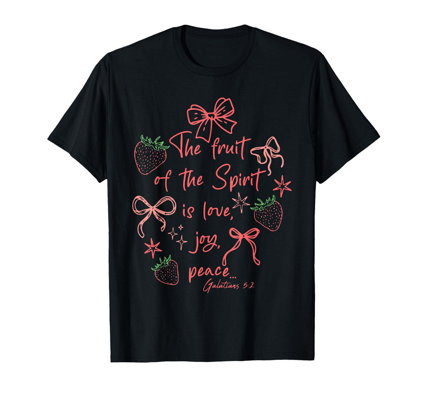 Fruit of The Spirit Galatians 5:2 Christian Strawberry Jesus T-Shirt
