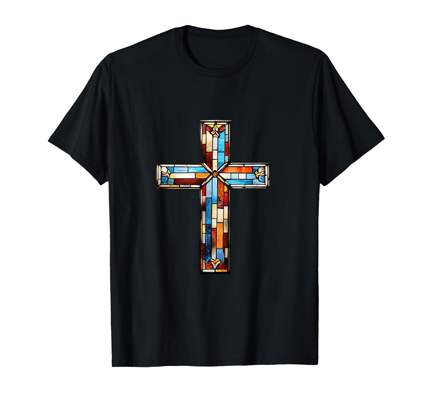 Christian Jesus Stained Glass Cross T-Shirt