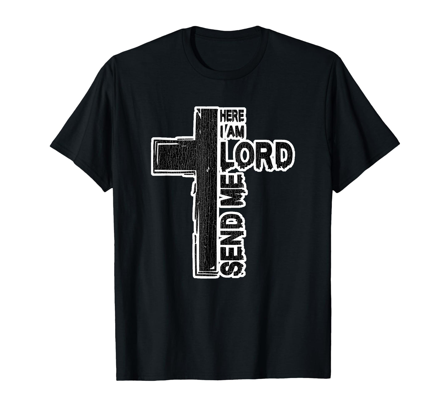 Vintage Here I Am Lord Send Me Christ Cross Jesus Bible T-Shirt