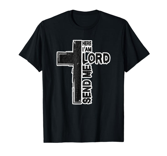 Vintage Here I Am Lord Send Me Christ Cross Jesus Bible T-Shirt