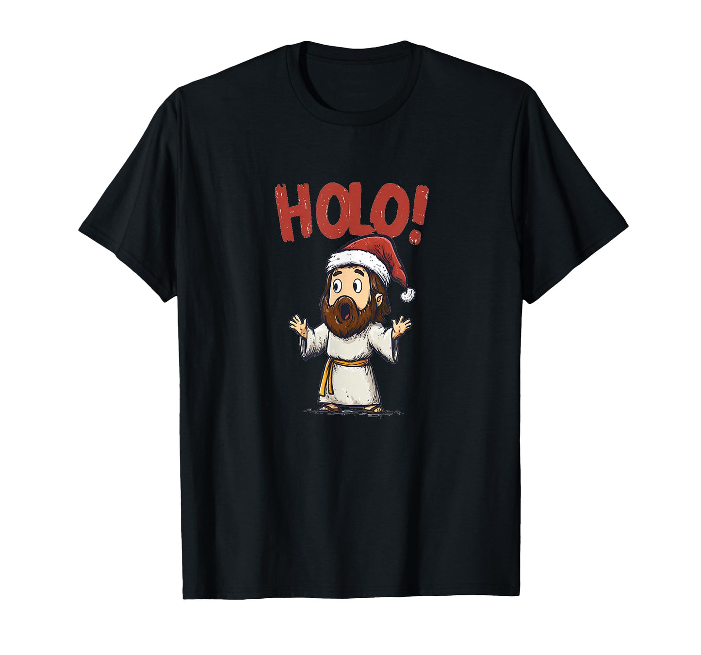 Funny Cartoon Jesus in Christmas Look Costume T-Shirt