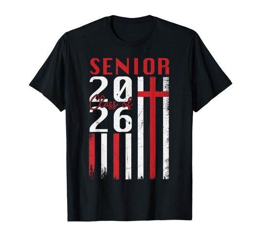Senior Class of 2026 USA Flag Christian Graduation Senior 26 T-Shirt