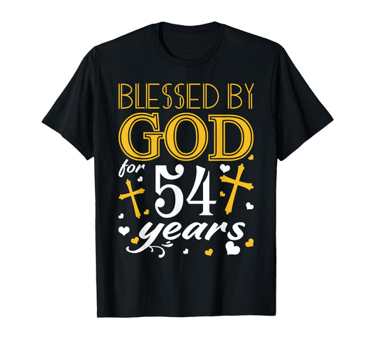 Vintage Blessed By God For 54 Years Happy 54th Birthday T-Shirt