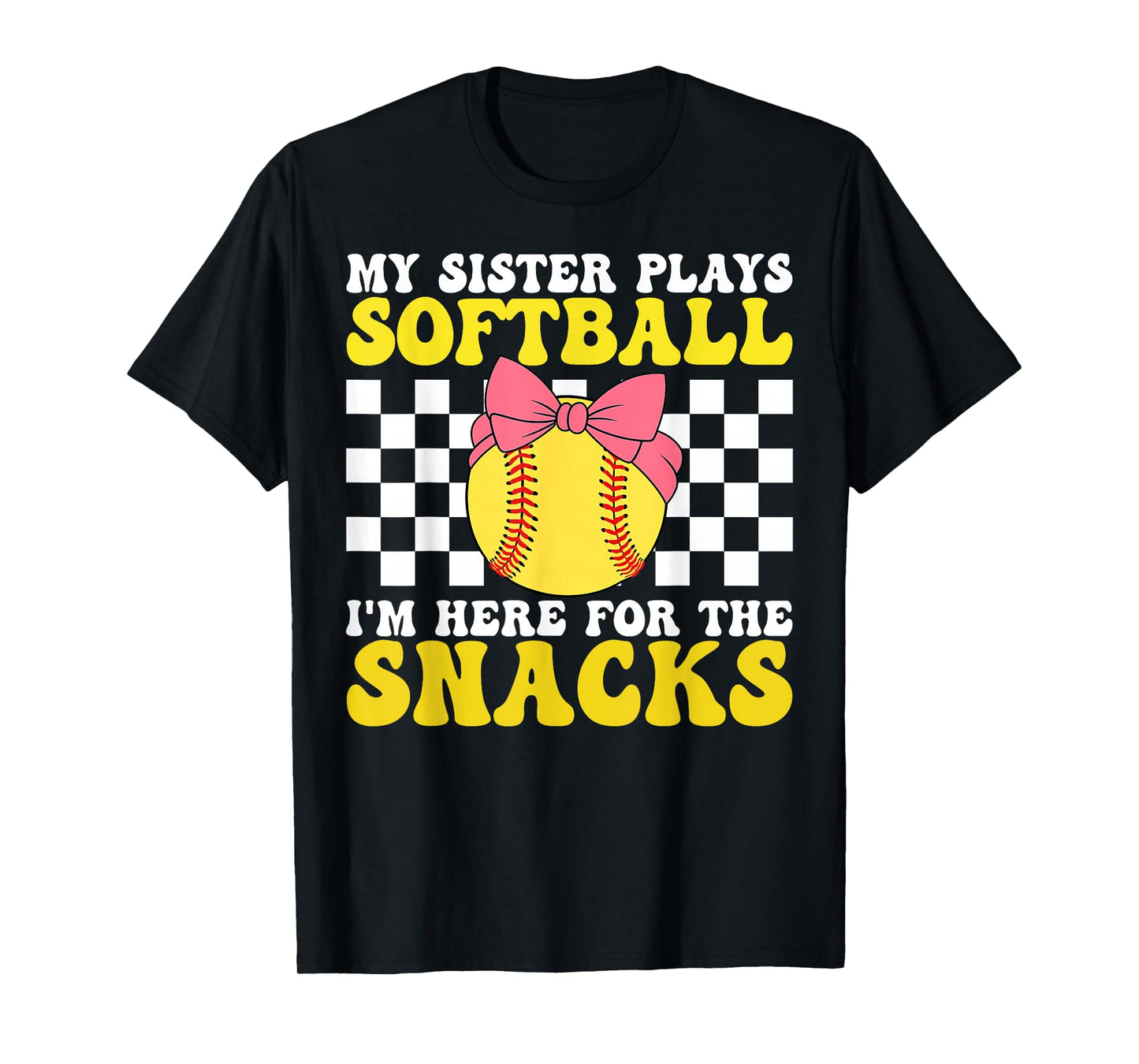 My Sister Plays Softball Pink Softball Sister Toddler Bow T-Shirt