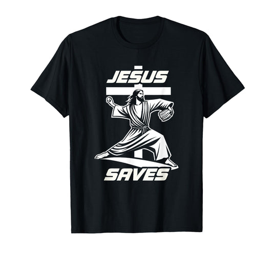 Baseball Christian Pitcher Christ Jesus Saves Baseball Lover T-Shirt