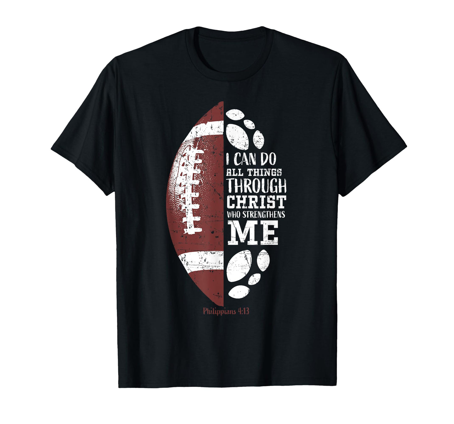 Christian Football Philippians 4:13 Religious Verse Faith T-Shirt