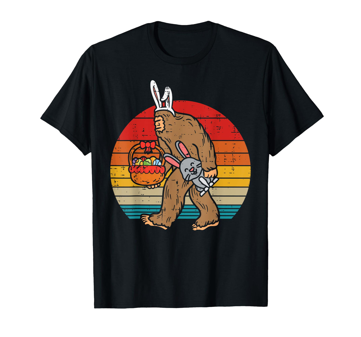 Bigfoot Easter Bunny Eggs Retro Sasquatch Men Women Kids T-Shirt
