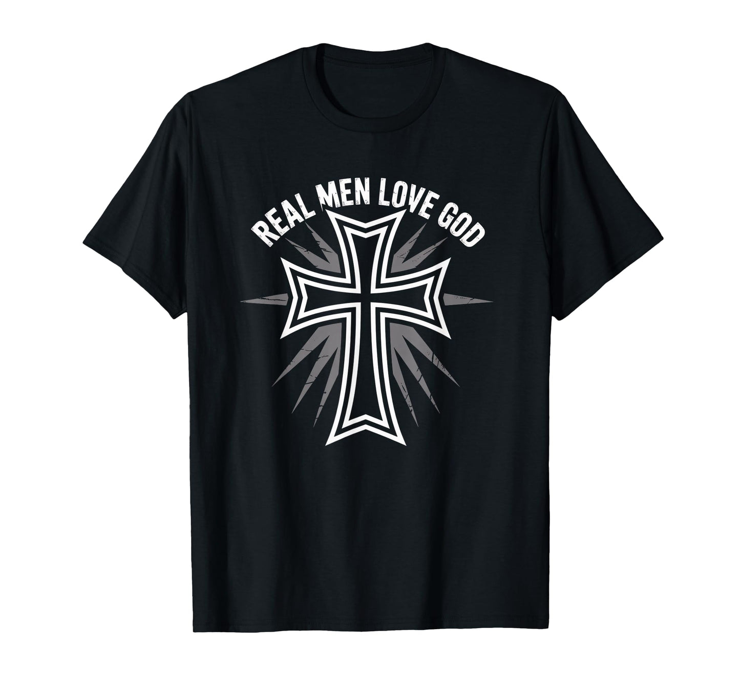 Retro Christian Cross Real Men Love God Matthew 22:37 T-Shirt