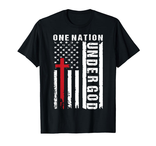 One Nation Under God Flag 4th Of July Patriotic Christian T-Shirt