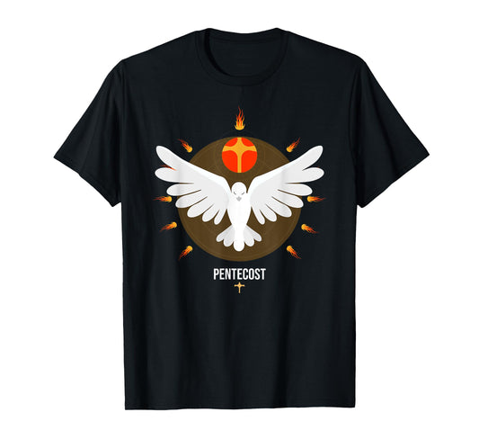 Pentecost Doves Tongues of Fire Flame Acts Whitsun Christian T-Shirt