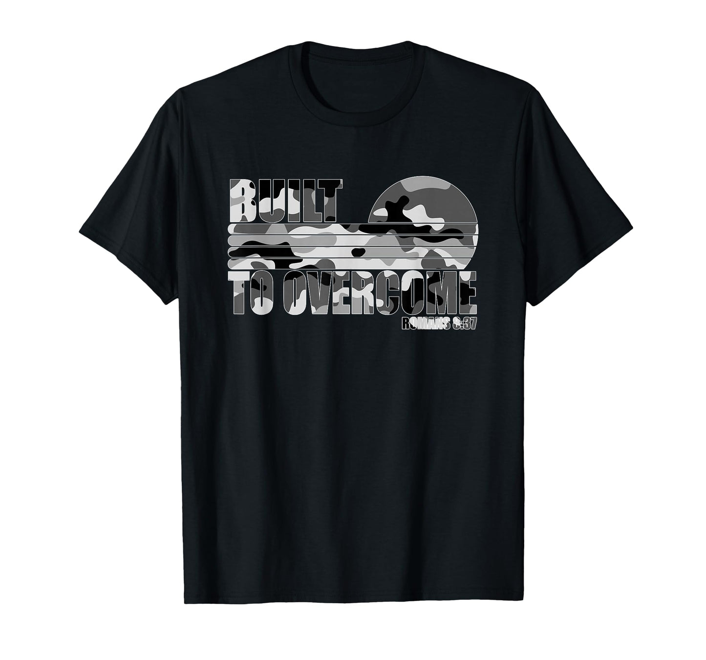 Built to Overcome Camo Faith Scripture Workout Gym Christian T-Shirt