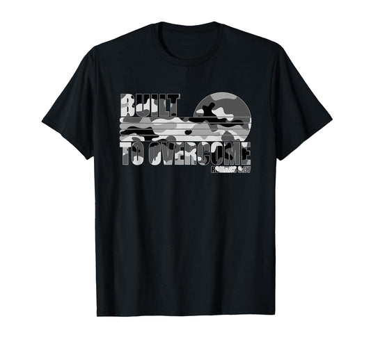 Built to Overcome Camo Faith Scripture Workout Gym Christian T-Shirt