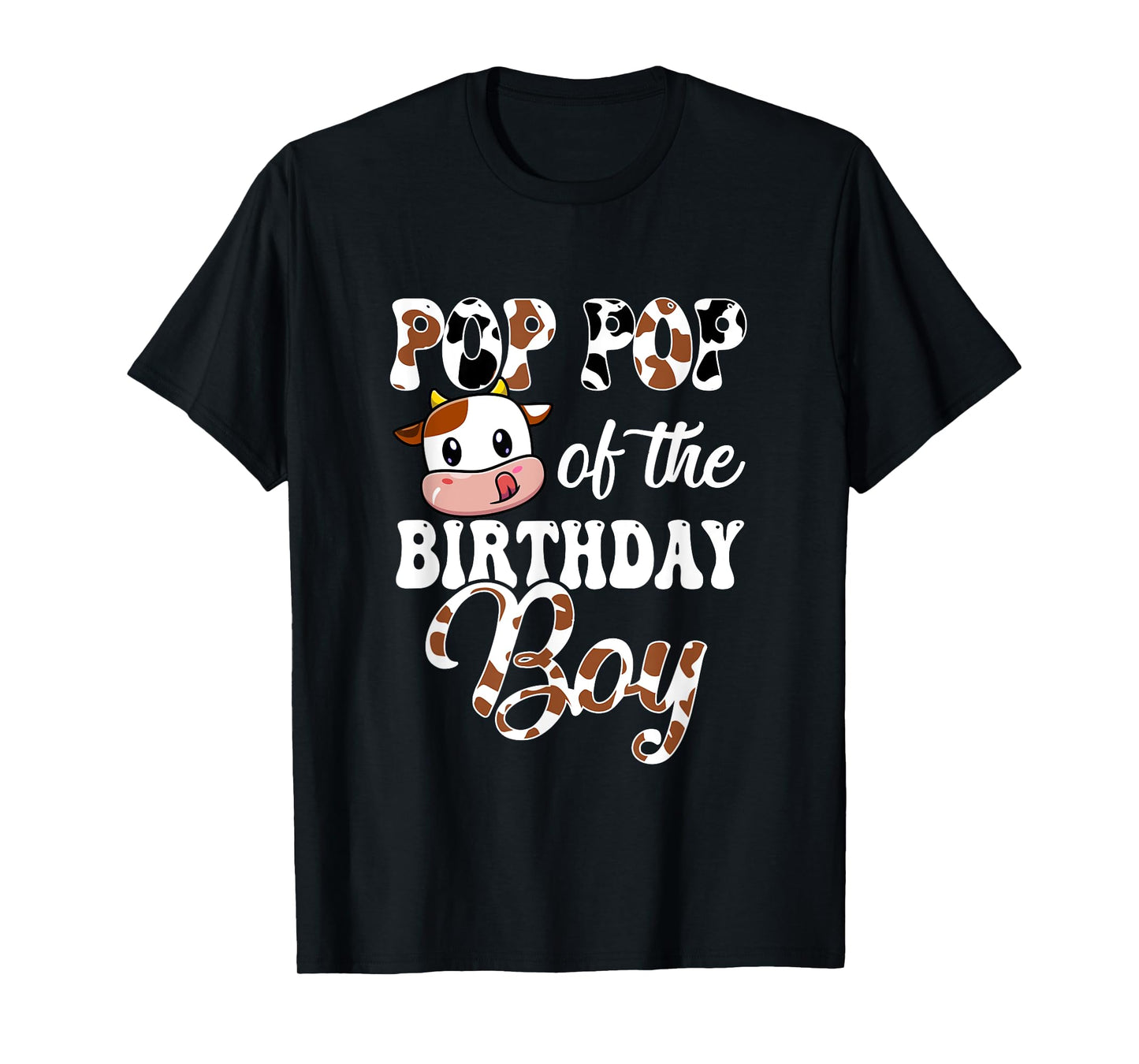 Pop Pop Of The Birthday Boy Cow Farm 1St Birthday Boy T-Shirt