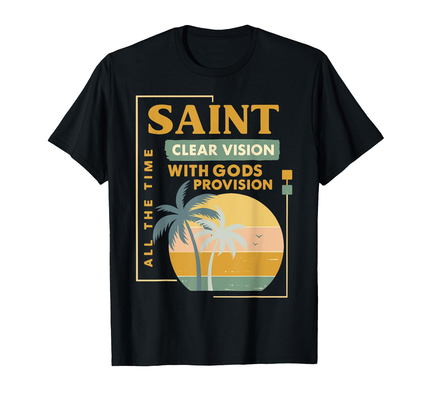 Saint Retro Palm Christian Faith Sunset Graphic T-Shirt